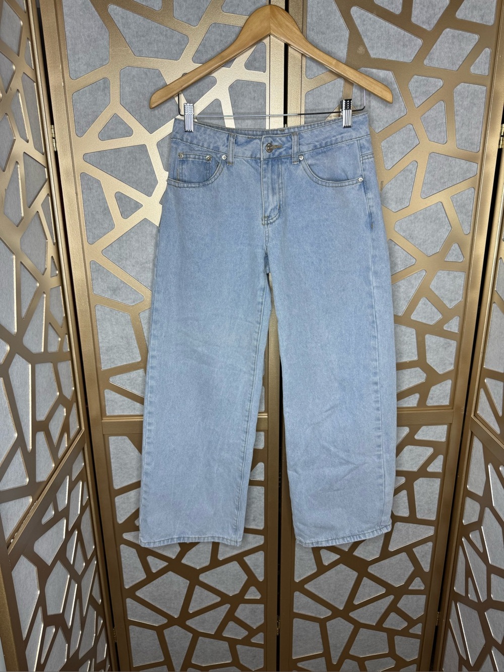 Edikted Light Wash Wide Leg Jeans | Y2K Baggy Denim | Size XS - Picture 2 of 11